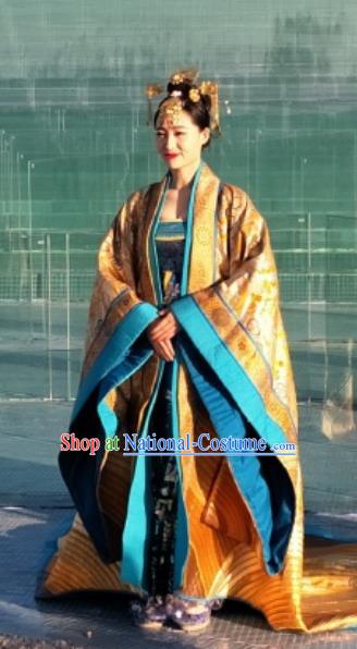 Chinese Encore Dunhuang Han Dynasty Queen Dance Dress Stage Performance Costume and Headpiece for Women