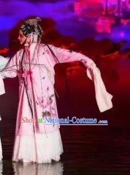 Chinese The Dream Of The Peony Pavilion Opera Du Liniang Dance Pink Dress Stage Performance Costume and Headpiece for Women