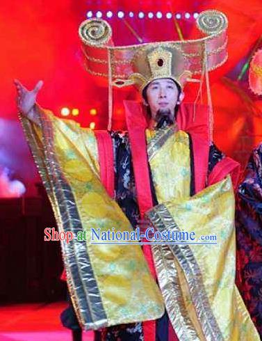 Chinese Dragon Phoenix Dance Han Dynasty Emperor Clothing Stage Performance Dance Costume for Men