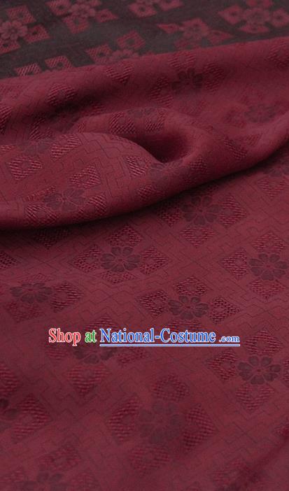 Traditional Chinese Classical Pattern Dark Red Gambiered Guangdong Gauze Silk Fabric Ancient Hanfu Dress Silk Cloth