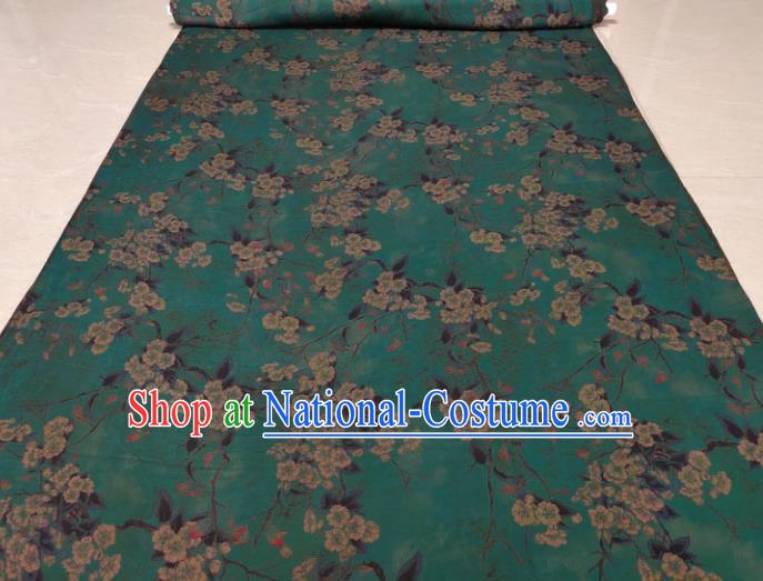 Traditional Chinese Classical Pear Flowers Pattern Green Gambiered Guangdong Gauze Silk Fabric Ancient Hanfu Dress Silk Cloth