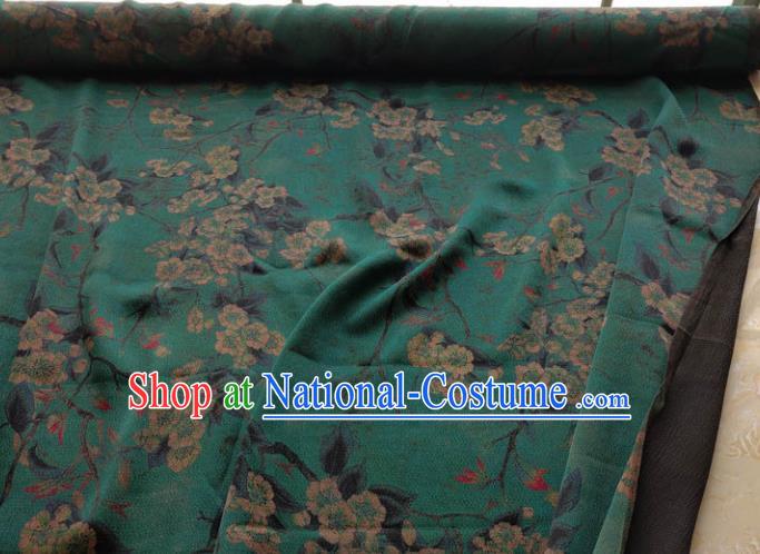 Traditional Chinese Classical Pear Flowers Pattern Green Gambiered Guangdong Gauze Silk Fabric Ancient Hanfu Dress Silk Cloth