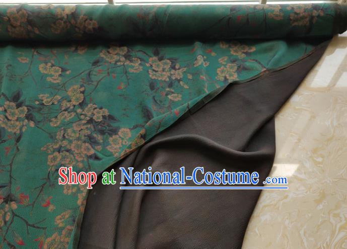 Traditional Chinese Classical Pear Flowers Pattern Green Gambiered Guangdong Gauze Silk Fabric Ancient Hanfu Dress Silk Cloth