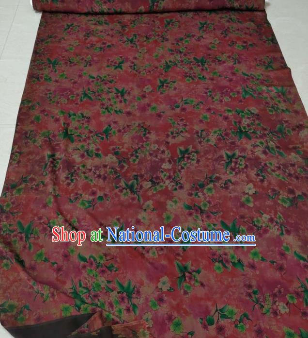 Traditional Chinese Classical Pear Flowers Pattern Light Red Gambiered Guangdong Gauze Silk Fabric Ancient Hanfu Dress Silk Cloth