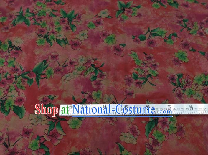 Traditional Chinese Classical Pear Flowers Pattern Light Red Gambiered Guangdong Gauze Silk Fabric Ancient Hanfu Dress Silk Cloth