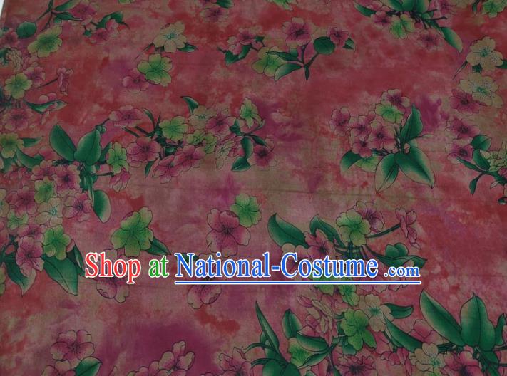 Traditional Chinese Classical Pear Flowers Pattern Light Red Gambiered Guangdong Gauze Silk Fabric Ancient Hanfu Dress Silk Cloth