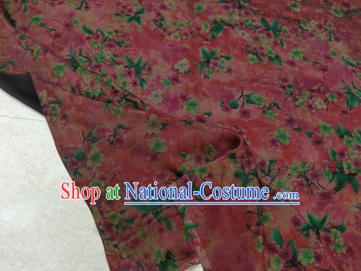 Traditional Chinese Classical Pear Flowers Pattern Light Red Gambiered Guangdong Gauze Silk Fabric Ancient Hanfu Dress Silk Cloth