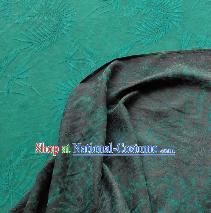 Traditional Chinese Classical Grass Pattern Green Gambiered Guangdong Gauze Silk Fabric Ancient Hanfu Dress Silk Cloth