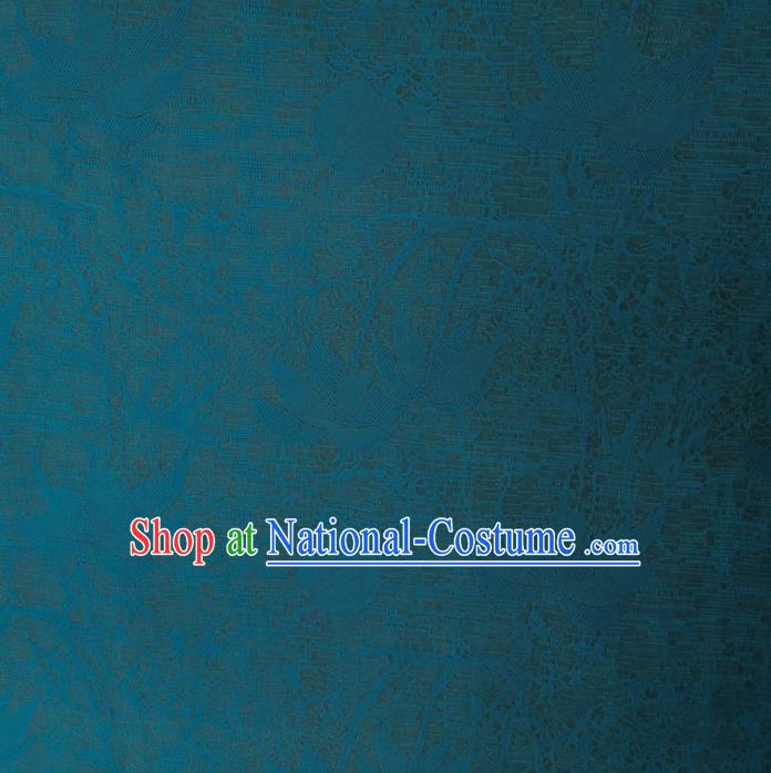 Traditional Chinese Classical Pattern Deep Blue Gambiered Guangdong Gauze Silk Fabric Ancient Hanfu Dress Silk Cloth