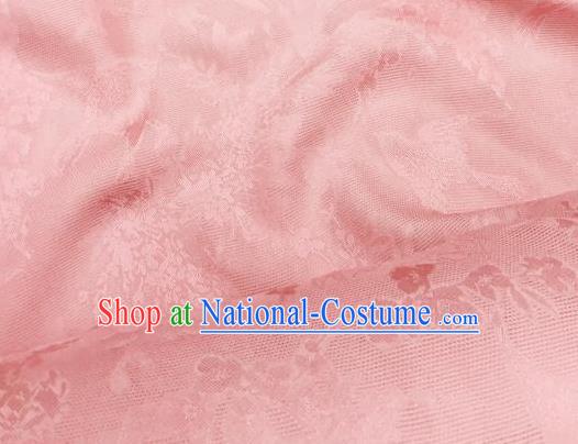 Traditional Chinese Classical Plum Blossom Pattern Pink Silk Fabric Ancient Hanfu Dress Brocade Cloth