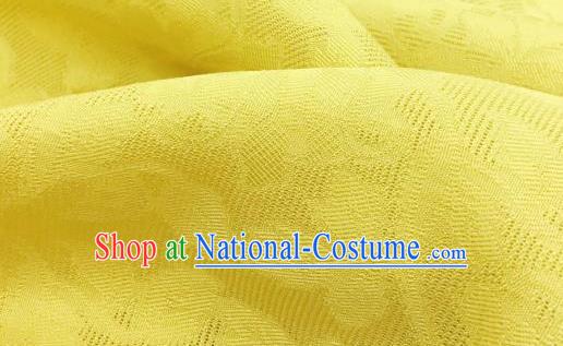 Traditional Chinese Classical Plum Blossom Pattern Yellow Silk Fabric Ancient Hanfu Dress Brocade Cloth