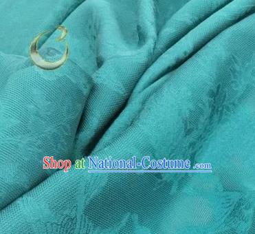 Traditional Chinese Classical Plum Blossom Pattern Peacock Blue Silk Fabric Ancient Hanfu Dress Brocade Cloth