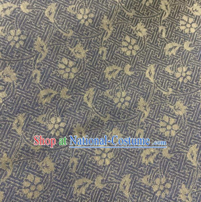 Chinese Classical Carex Pattern Grey Silk Fabric Traditional Ancient Hanfu Dress Brocade Cloth