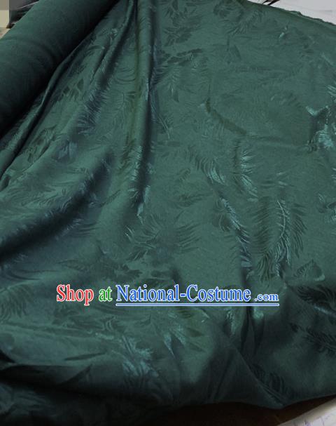 Chinese Classical Leaf Pattern Atrovirens Silk Fabric Traditional Ancient Hanfu Dress Brocade Cloth