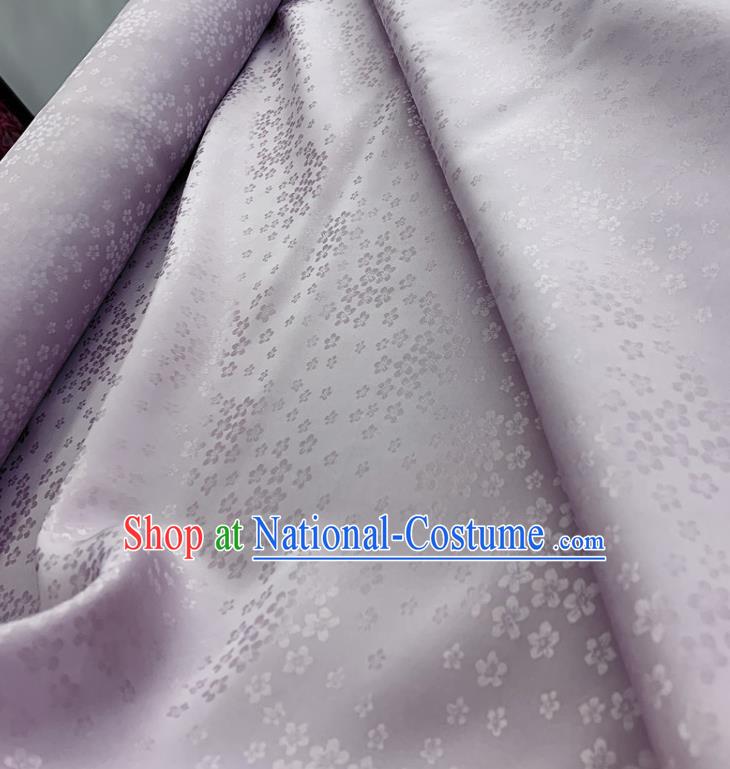 Chinese Classical Plum Pattern Lilac Silk Fabric Traditional Ancient Hanfu Dress Brocade Cloth