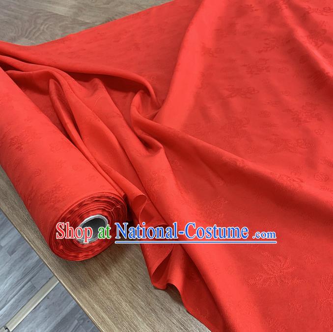 Chinese Classical Chrysanthemum Pattern Red Silk Fabric Traditional Ancient Hanfu Dress Brocade Cloth