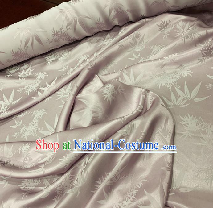 Chinese Classical Bamboo Pattern Light Purple Silk Fabric Traditional Ancient Hanfu Dress Brocade Cloth