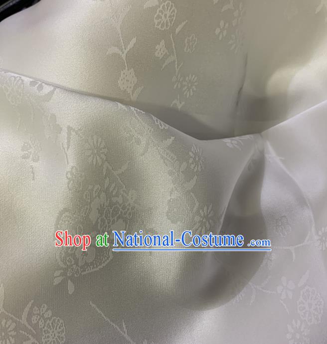 Chinese Classical Pattern White Silk Fabric Traditional Ancient Hanfu Dress Brocade Cloth