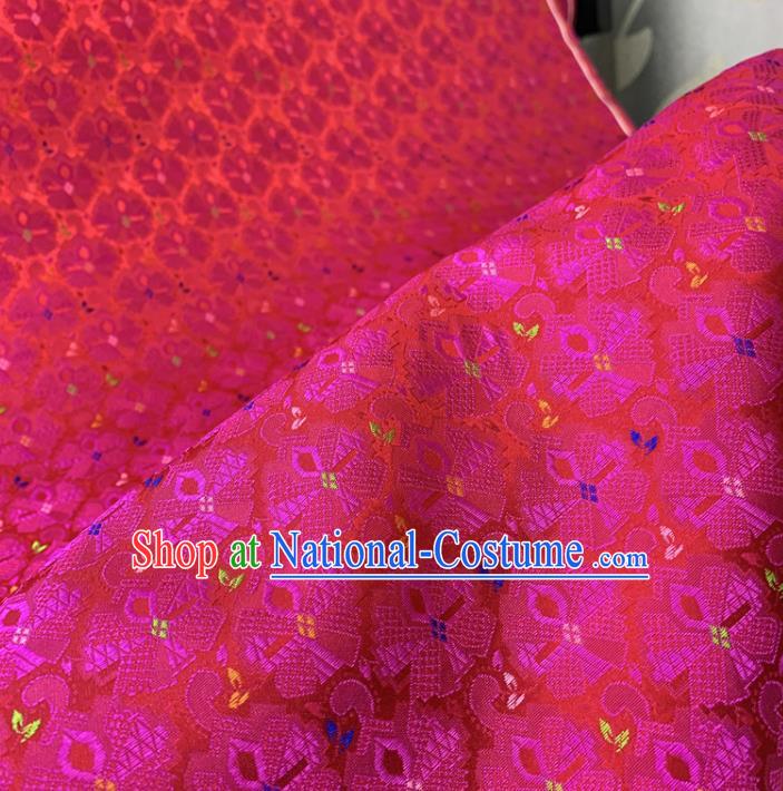 Chinese Classical Pattern Rosy Silk Fabric Traditional Ancient Hanfu Dress Brocade Cloth