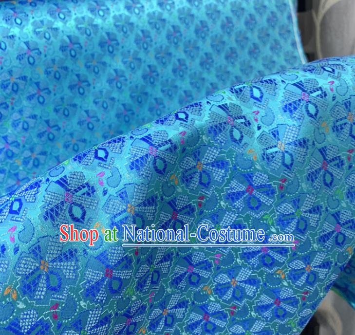 Chinese Classical Pattern Blue Silk Fabric Traditional Ancient Hanfu Dress Brocade Cloth