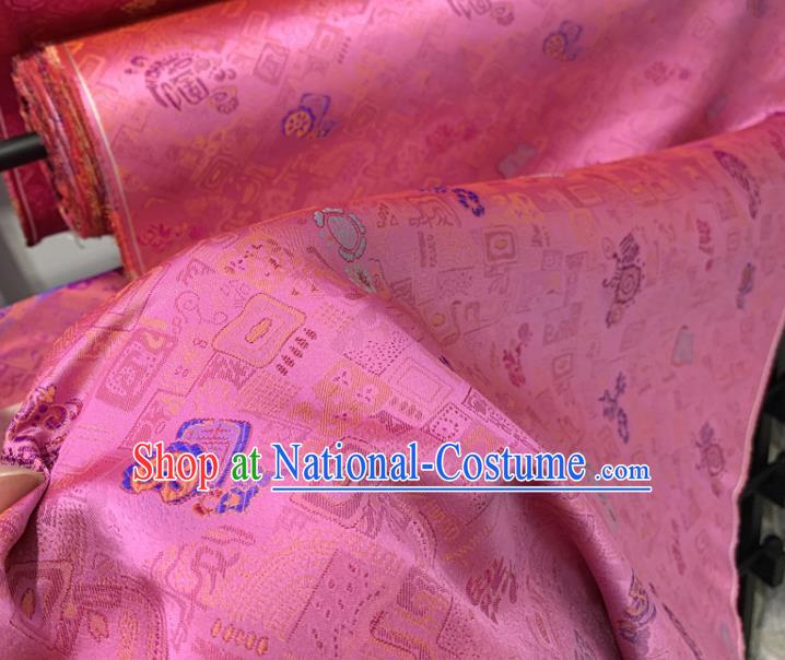 Chinese Classical Pattern Pink Silk Fabric Traditional Ancient Hanfu Dress Brocade Cloth