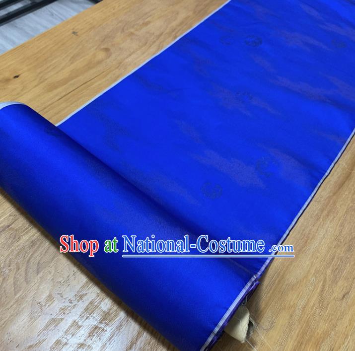 Chinese Classical Pattern Royalblue Silk Fabric Traditional Ancient Hanfu Dress Brocade Cloth