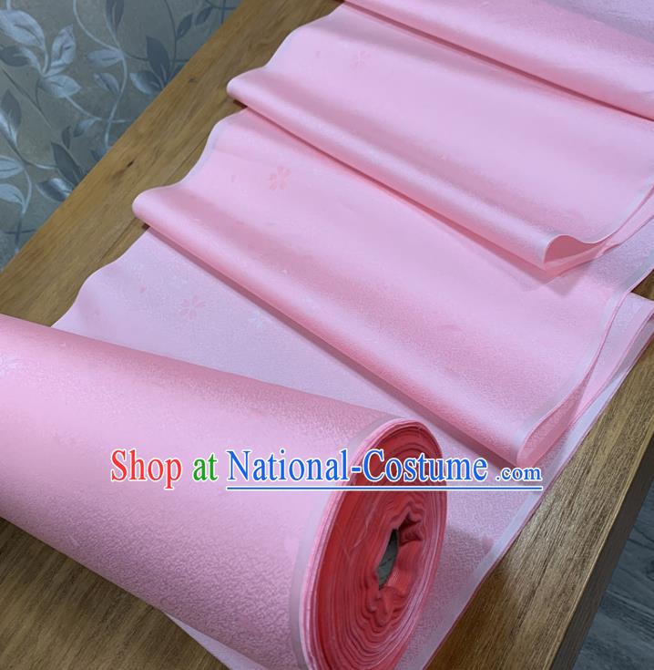 Chinese Classical Sakura Pattern Pink Silk Fabric Traditional Ancient Hanfu Dress Brocade Cloth