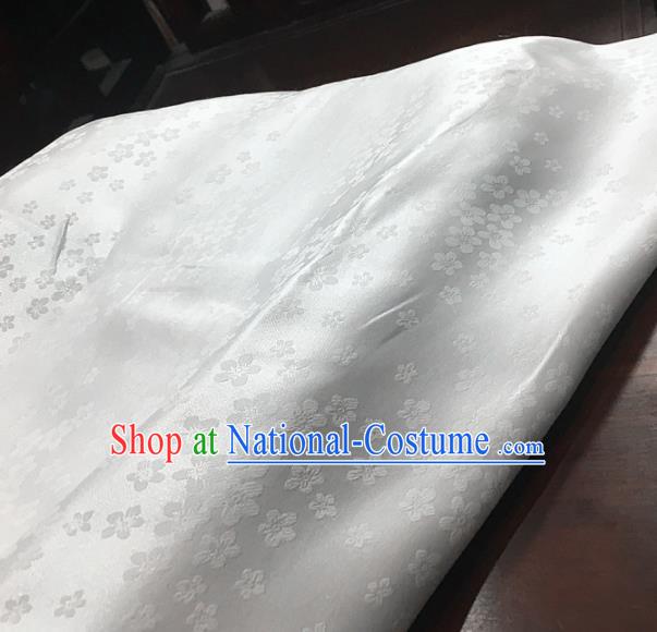 Chinese Classical Plum Pattern White Silk Fabric Traditional Ancient Hanfu Dress Brocade Cloth