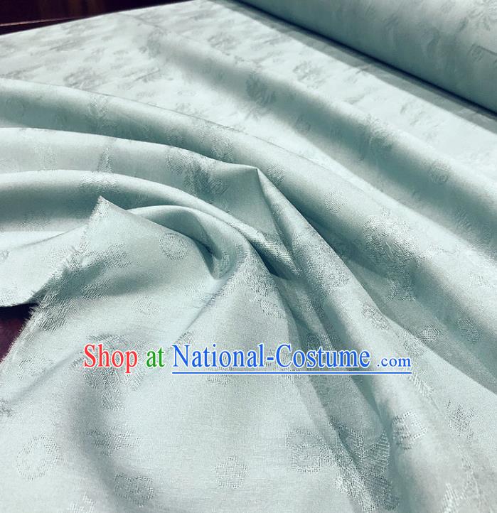 Chinese Classical Pattern Light Green Silk Fabric Traditional Ancient Hanfu Dress Brocade Cloth