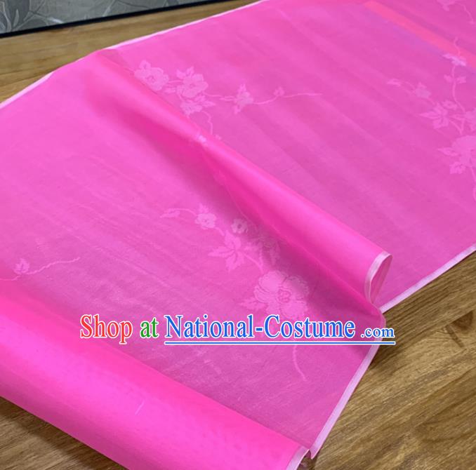 Chinese Classical Flowers Pattern Pink Silk Fabric Traditional Ancient Hanfu Dress Brocade Cloth