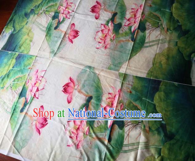 Chinese Classical Lotus Pattern Silk Fabric Traditional Ancient Hanfu Dress Brocade Cloth