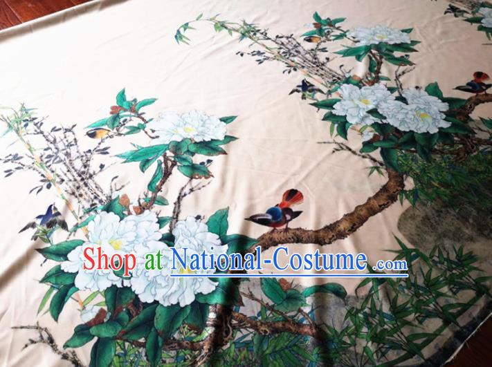 Chinese Classical Peony Pattern Silk Fabric Traditional Ancient Hanfu Dress Brocade Cloth