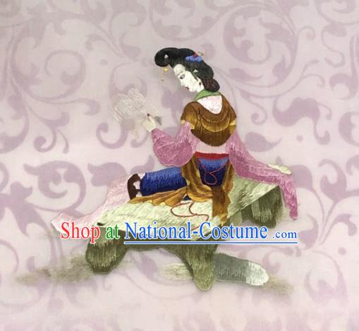 Chinese Traditional Suzhou Embroidery Imperial Concubine Cloth Accessories Embroidered Patches Embroidering Craft