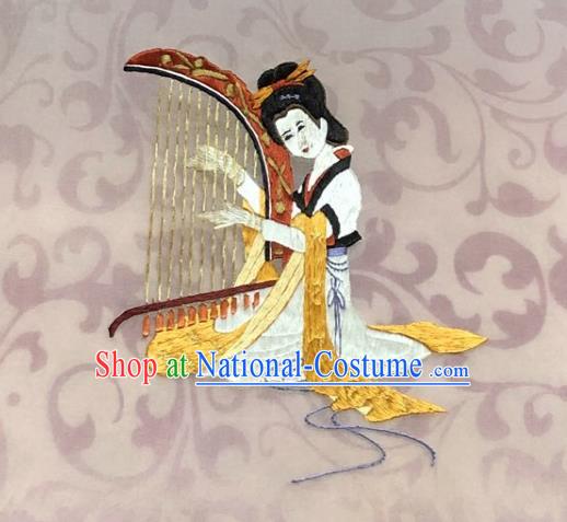 Chinese Traditional Suzhou Embroidery Palace Lady Cloth Accessories Embroidered Patches Embroidering Craft