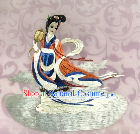 Chinese Traditional Suzhou Embroidery Goddess Cloth Accessories Embroidered Patches Embroidering Craft