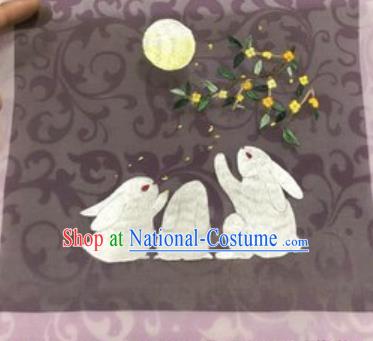 Chinese Traditional Suzhou Embroidery Moon Rabbit Cloth Accessories Embroidered Patches Embroidering Craft