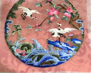 Chinese Traditional Suzhou Embroidery Wave Cranes Cloth Accessories Embroidered Patches Embroidering Craft