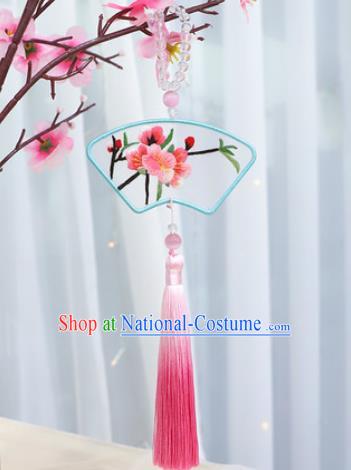 Traditional Chinese Handmade Embroidery Plum Blossom Sector Hazelin Pendant Embroidered Amulet Accessories