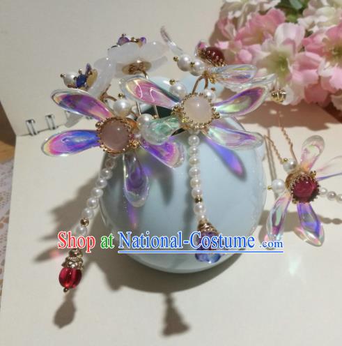 Traditional Chinese Classical Dragonfly Hair Clip Hairpins Ancient Hanfu Hair Accessories for Women