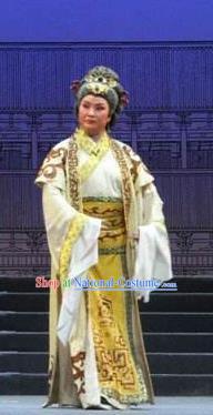 Traditional Chinese Henan Opera Seven Swords Costumes Old Countess Dress and Headwear for Women