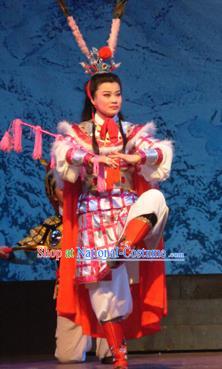 Bai Tu Ji Traditional Chinese Shaoxing Opera Takefu Stage Performance Costumes and Headwear for Men