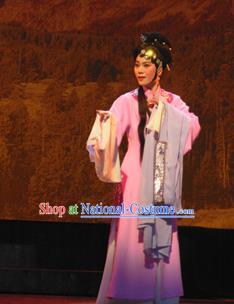 Bai Tu Ji Traditional Chinese Shaoxing Opera Diva Pink Costume and Headwear for Women