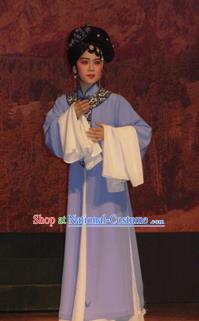 Bai Tu Ji Traditional Chinese Shaoxing Opera Diva Purple Costume and Headwear for Women