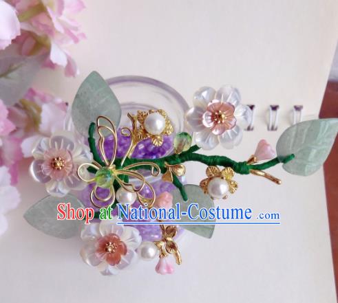 Traditional Chinese Classical Shell Flowers Hairpins Ancient Hanfu Hair Accessories for Women