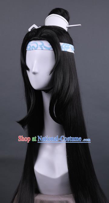 Traditional Chinese Cosplay Prince Wigs Ancient Swordsman Hair Accessories for Men