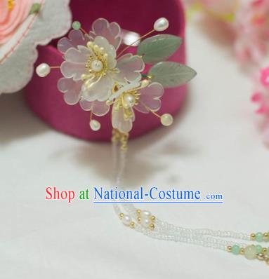 Traditional Chinese Classical White Peony Tassel Hairpins Ancient Princess Hanfu Hair Accessories for Women