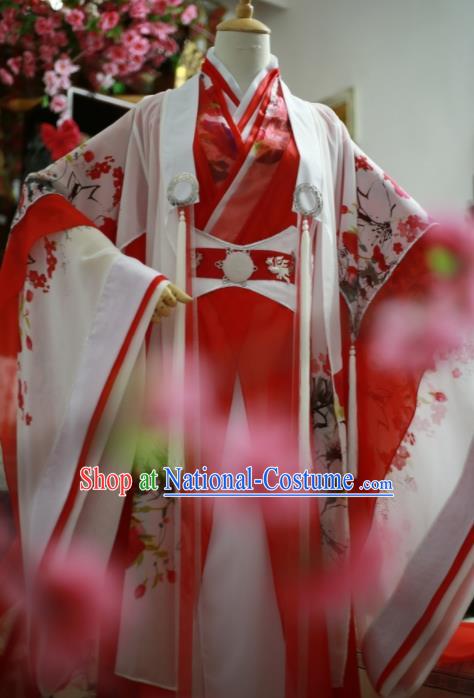 Traditional Chinese Cosplay Female Swordsman Red Dress Ancient Princess Costume for Women