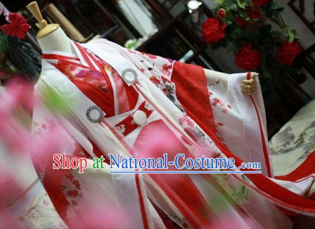 Traditional Chinese Cosplay Female Swordsman Red Dress Ancient Princess Costume for Women