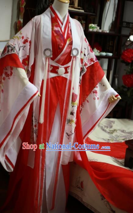 Traditional Chinese Cosplay Female Swordsman Red Dress Ancient Princess Costume for Women