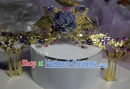 Traditional Chinese Cosplay Princess Hairpins Ancient Bride Phoenix Coronet Hair Accessories for Women